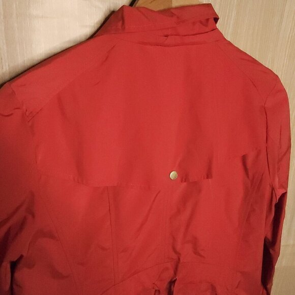 Cole Haan Salmon Pink Long Trench Windbreaker Rain Coat Large - Picture 6 of 11